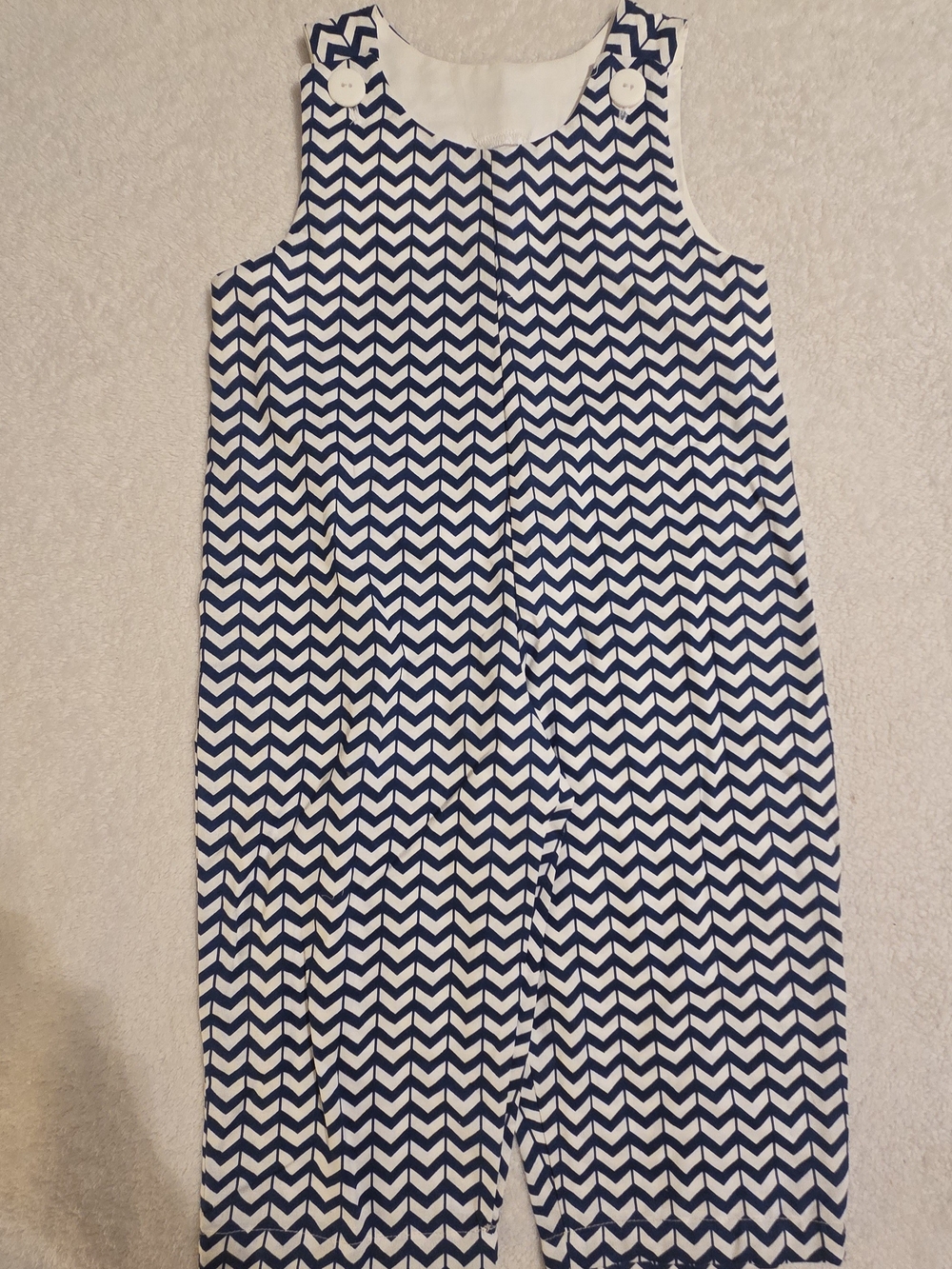 Handmade Boys Blue/White Chevron Jumper (Size 2T)